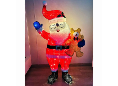 Enfeite Papai Noel Iluminado 3D C/70 Lâmpadas Led Branca Quente - Bivolt